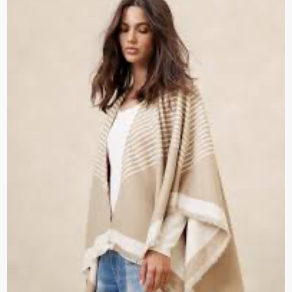 Banana Republic Beige Striped Poncho